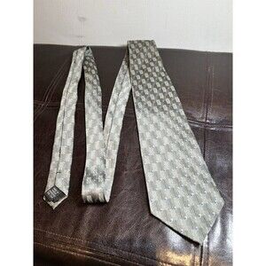 Geoffrey Beene XLong Silk Tie Green and Navy Blue Geometric Necktie